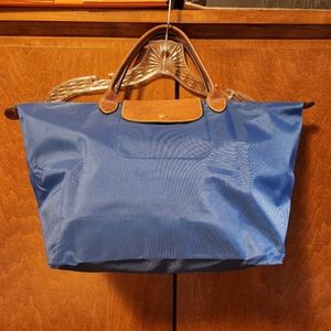 Vintage Longchamp Medium Le Pliage Type "M" Short Handle Tote Cornflower/ Blue